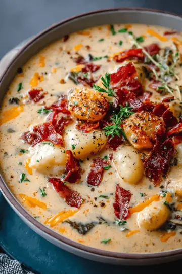 Bacon Cheddar Gnocchi Soup