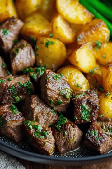 Garlic Butter Steak Bites and Potatoes