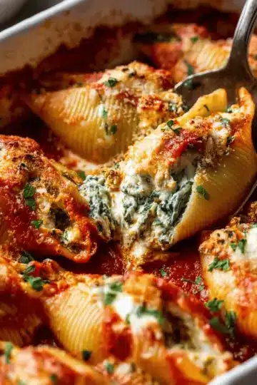 Spinach ricotta stuffed shells