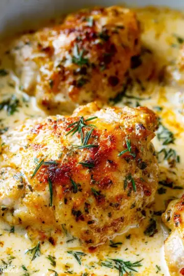 Creamy Oven Baked Chicken Thighs