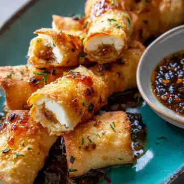 Oven Fried Feta Rolls with Chili Honey