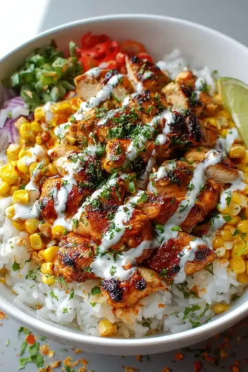 Street Corn Chicken Rice Bowl