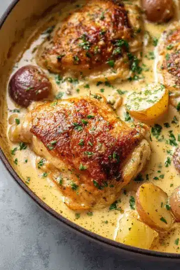 Chicken and Potatoes with Dijon Cream Sauce