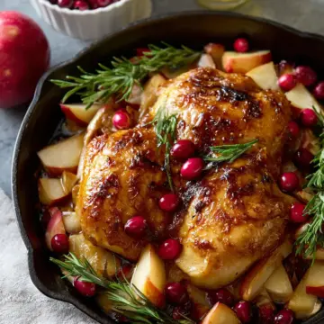 Maple-Glazed Roast Chicken with Apples and Cranberries