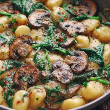 Creamy Spinach and Mushroom Gnocchi