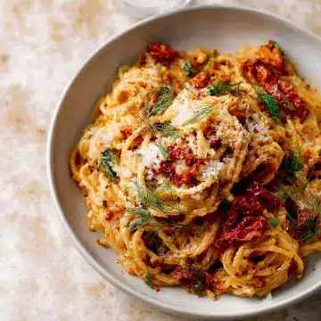 Creamy Sun-Dried Tomato Pasta with Capers and Dill