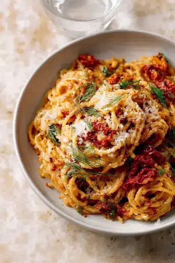 Creamy Sun-Dried Tomato Pasta with Capers and Dill
