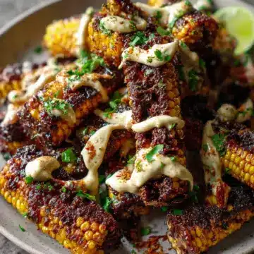 Vegan Corn Ribs with Aleppo Chili Butter & Lime Zest Cream Cheese