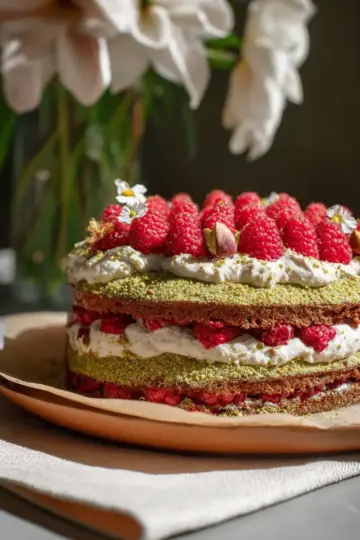 Pistachio Raspberry Cake