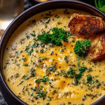 Hearty Cheddar Garlic Herb Potato Soup