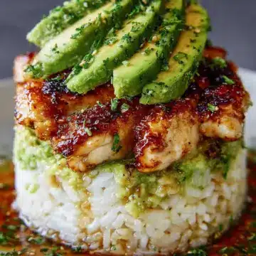 Honey Lime Chicken & Avocado Rice Stack