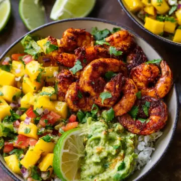 Chili Lime Shrimp Bowls with Mango-Avocado Salsa