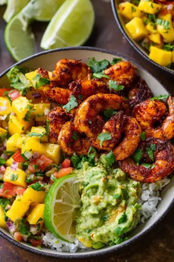 Chili Lime Shrimp Bowls with Mango-Avocado Salsa