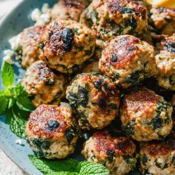Turkey Meatballs with Spinach, Feta, and Mint