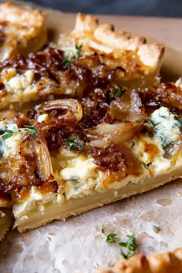 Caramelized Onion Tart with Gorgonzola and Brie