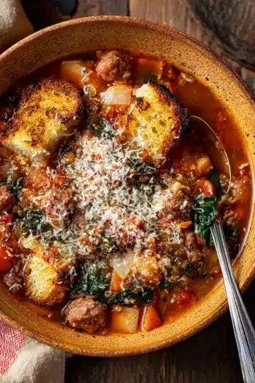 Ribollita Soup with Sausage & Toasted Bread