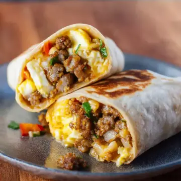Freezer Breakfast Burritos With Sausage, Eggs and Salsa Verde