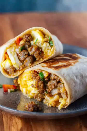 Freezer Breakfast Burritos With Sausage, Eggs and Salsa Verde