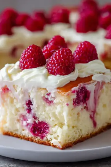 White Chocolate Raspberry Poke Cake