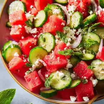 Watermelon Salad with Feta, Cucumber, and Mint