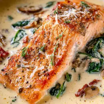 Tuscan Salmon with Parmesan Cream Sauce