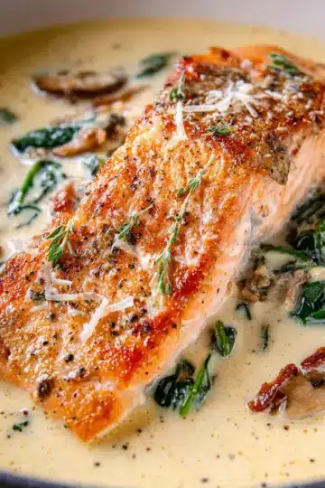 Tuscan Salmon with Parmesan Cream Sauce