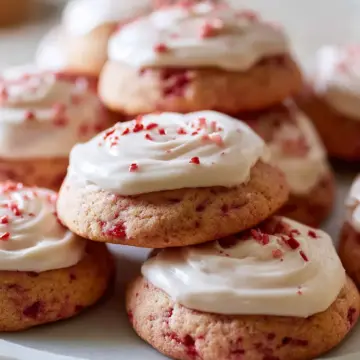 Soft and Fluffy Strawberry Cookies with Vanilla Frosting
