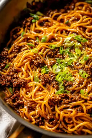 Mongolian Ground Beef Noodles