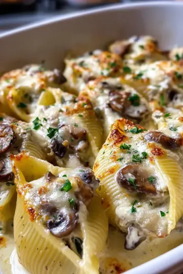 Creamy Garlic Mushroom Stuffed Shells