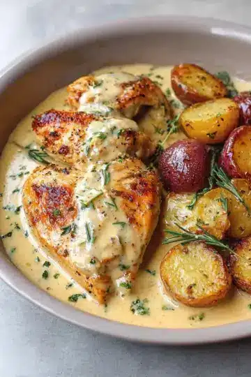 Chicken and Potatoes with Dijon Cream Sauce