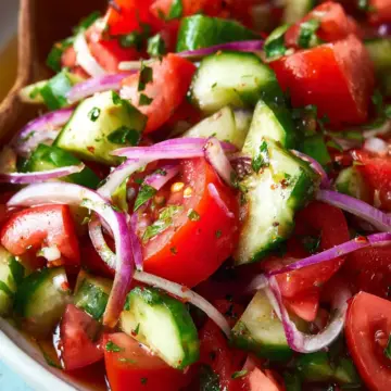 Mediterranean Salad with Tomato and Cucumber