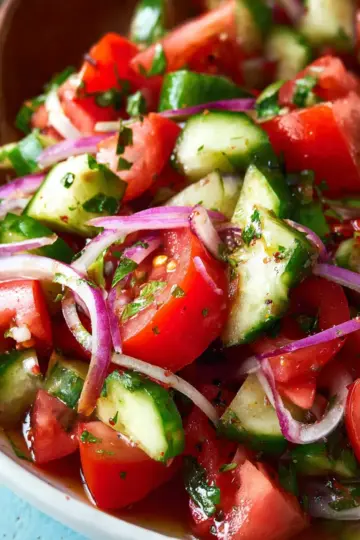 Mediterranean Salad with Tomato and Cucumber