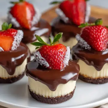 Chocolate Covered Strawberry Mini Cheesecakes