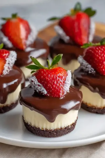 Chocolate Covered Strawberry Mini Cheesecakes