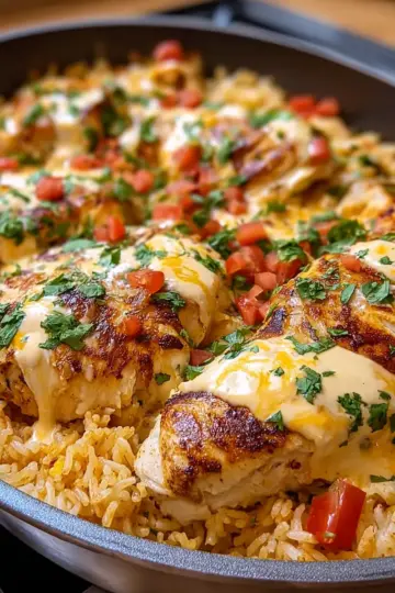 Queso Chicken and Rice Bake