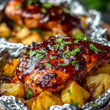 Savory Hawaiian BBQ Chicken Pineapple Foil Packets Recipe