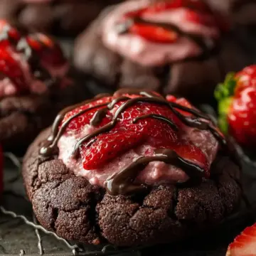 Decadent Crumbl Chocolate Strawberry Cookies