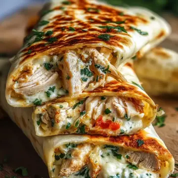 Savory Baked Cheese and Garlic Chicken Wraps