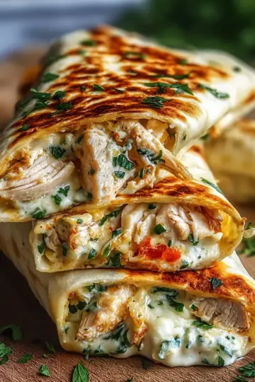 Savory Baked Cheese and Garlic Chicken Wraps