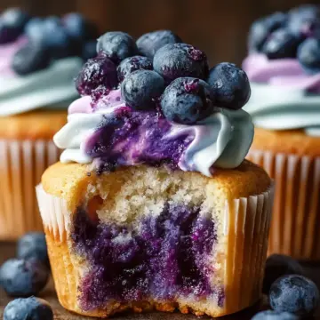 Triple Blueberry Cupcakes with Blueberry Filling